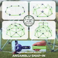 AIYAPLAY Cupolă de Cățărat pentru Copii 3-8 Ani, pentru Interior și Exterior, cu Margini Netede, din Plastic, 182,5x182,5x119 cm, Verde și Violet(m-6)