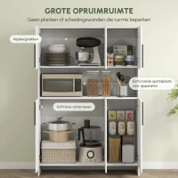 HOMCOM Keukenkast 4-kastige met werkblad, 119B x 40D x 175H cm, Wit(m-4)