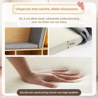 HOMCOM Kinderboekenkast 2-in-1 Kinderrek Speelbank 103 cm incl. Kussens Grijs Naturel(m-5)