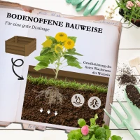 Outsunny Hochbeet mit Rankgitter Pflankasten mit Rankhilfe, offener Boden, wetterbeständig, 61 cm x 61 cm x 140 cm, Braun(m-5)