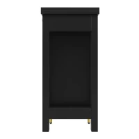 360° giratorio mesa alta de diseño extensible con tablero abatible, armario de almacenamiento con puerta de ratán + estantería abierta, 107x40x71,4 cm, Negro(m-9)