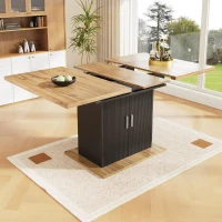 Mesa de comedor extensible con 3 niveles de almacenaje, 110-140L x 70AN x 76AL cm, Negro(m-2)