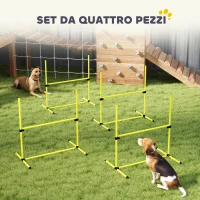 PawHut Set 4 Ostacoli Agility Dog per Addestramento Cani ad Altezza Regolabile con Borsa da Trasporto, Giallo(m-5)