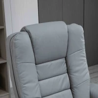 HOMCOM Recliner Chair With footstool, Recliner Armchair up to 130kg Weight Capacity, 135° Reclining Swivel Sofa Chair, PU Leather Ergonomic Couch Bed with Swivel Wood Base for Living Room, Grey(m-9)