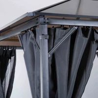 Outsunny 3m x 3m Hardtop Metal Frame Gazebo with 4 curtains, 100 kg Snow Load Capacity, Black(m-9)