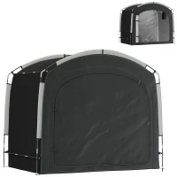 Outsunny Tenda per biciclette da 3-4 posti con 2 tasche laterali, 220x150x195 cm, Nero(m-7)