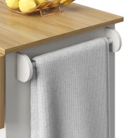 Desserte de cuisine avec plateau rabattable, 3 tiroirs, 2 portes, casier à bouteilles et porte-serviette, 124x40/65x91,5 cm, Blanc(m-6)