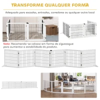 PawHut Barreira de Segurança para Cães de Madeira Dobrável para Cães Pequenos e Médios com 6 Painéis 432x36x70 cm Branco(m-5)