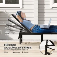Outsunny Espreguiçadeira Reclinável de Jardim Exterior com Encosto Ajustável em 5 Posições e Estrutura de Aço 166x60x84 cm Cinzento(m-4)