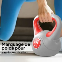 SPORTNOW Kettlebell 14 kg, haltère avec poignée ergonomique, haltère à boule, musculation, entraînement, 26 x 18 x 32 cm, rouge(m-5)