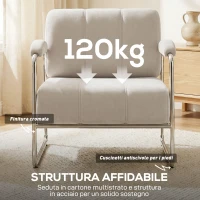 HOMCOM Poltrona Salotto e Poltroncina Camera da Letto in Ciniglia Morbida, Beige(m-6)