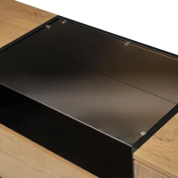 Comodă-sideboard cu 2 sertare, 2 dulapuri cu înălțime reglabilă și compartiment deschis, 140x40x70 cm, Culoare naturală(m-8)