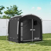 Outsunny Tenda per biciclette da 3-4 posti con 2 tasche laterali, 220x150x195 cm, Nero(m-3)