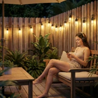 HOMCOM Globe-lichtsnoer, RGBW-lichtgordijn, IP44 waterdicht voor binnen- en buitendecoratie(m-9)