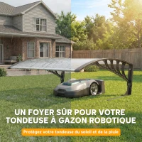 Outsunny Abri pour tondeuse robot, toit de garage pour tondeuse contre les UV, la pluie et la neige, 100 x 81 x 43 cm, blanc(m-4)