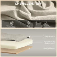 HOMCOM 2-Sitzer-Sofa, kleines Chenille-Sofa mit Flügelrücken, dickem Sitz, Gummibaumholzfüßen, Beige(m-4)