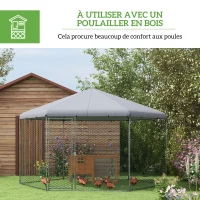 PawHut Enclos poulailler extérieur 10 m² parc grillagé 400 x 346 x 263 cm - espace couvert - 10-15 poules(m-5)