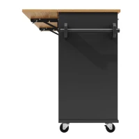 Îlot de cuisine moderne au design pliable, desserte/table à manger multifonction avec étagères pour snacks et armoires extensibles, 142x40/63x87 cm, Noir(m-8)