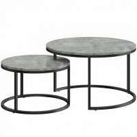 HOMCOM Moderne koffietafel 2-delige set, stapelbare bijzettafels met metalen frame voor woonkamer, slaapkamer, kantoor, Grijs