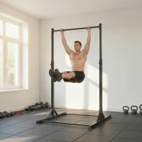 SPORTNOW Station de musculation et barre de traction power tower 200 kg avec 8 niveaux de hauteur noir(m-8)