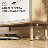 HOMCOM Aparador de Sala Moderno com 3 Gavetas Prateleira Ajustável e Pés em Madeira 80x35x77 cm Branco Brilhante e Carvalho(m-8)