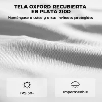 Outsunny 3 Paredes Laterales para Carpas de 3x3 m 300x200 cm Paredes Laterales de Repuesto de Tela Oxford con Cremallera Blanco(m-5)