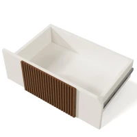 Cómoda con 6 cajones, con listones de madera color chocolate y patas esféricas de madera maciza blancas, 121x41x71 cm, Blanco(m-8)