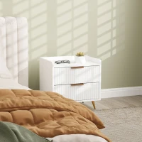 HOMCOM Elegant Two-Drawer Bedside Table - White(m-8)