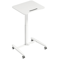 HOMCOM In hoogte verstelbaar zit-sta bureau, verrijdbaar bureau met kantelbaar tafelblad, veiligheidsstop, wielen, wit