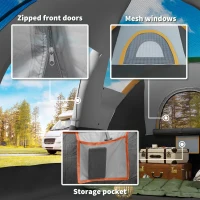 Outsunny Tente de camping familiale 5-6 pers. - tente tunelle imperméable légère ventilée - grande porte + 2 fenêtres gris clair(m-8)