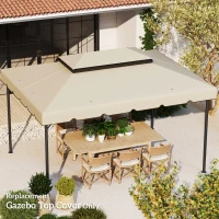 Outsunny Toile de rechange pour pavillon tonnelle tente toit de remplacement gazebo de jardin tissu polyester 4 x 3 m beige(m-10)