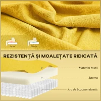 HOMCOM Canapea cu 2 Locuri din Țesătură, Fără Brațe, Canapea de Sufragerie cu Picioare din Lemn, 117x56,5x77 cm, Galben(m-5)