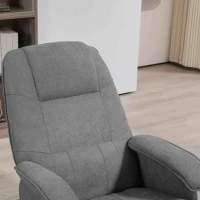 HOMCOM Linen Swivel Recliner Chair with Footstool, Upholstered Reclining Armchair with Wooden Base for Living Room, Grey(m-9)