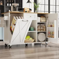 Îlot de cuisine moderne au design pliable, desserte/table à manger multifonction avec étagères pour snacks et armoires extensibles, 142x40/63x87 cm, Blanc(m-4)