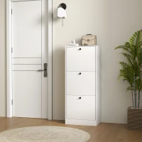 Szafka na buty z 3 klapami, regulowana przegroda, Biała(m-7)