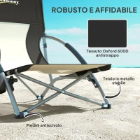 Outsunny Sedia da Spiaggia e Campeggio Pieghevole con Schienale a Rete, Nero(m-7)