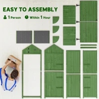 Outsunny Small Shed, Tall Slim Wooden Garden Shed with 3 Removable Shelves and Roof Hatch, Compact Outdoor Tool Storage Cabinet with Asphalt Roof and Door Latch, 77 x 54.2 x 179 cm, Green(m-8)