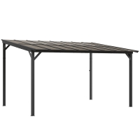 Outsunny Terrasoverkapping ca. 3 x 4,3m vrijstaande terrasoverkapping met hellend polycarbonaat-dak voor wandmontage Donkergrijs