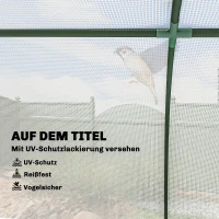 Outsunny Gewächshaus mit PE-Gitterfolie, winterfest Foliengewächshaus aus Stahl, Treibhaus 200 x 100 x 80 cm Weiß(m-4)