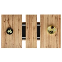 Mesa de comedor extensible con 3 niveles de almacenaje, 110-140L x 70AN x 76AL cm, Negro(m-10)