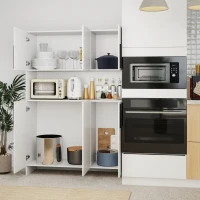 HOMCOM Keukenkast 4-kastige met werkblad, 119B x 40D x 175H cm, Wit(m-10)