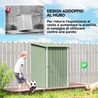 Outsunny Casetta da Giardino Porta Attrezzi in Acciaio Galvanizzato con Porta, 100x104x160 cm, Verde Chiaro(m-6)
