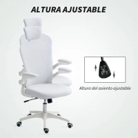 Vinsetto Silla de Oficina de Malla con Respaldo Alto Reposacabezas Ajustable Soporte Lumbar 4D 62x64x120 cm Blanco(m-4)