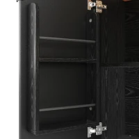 Îlot de cuisine mobile avec plan de travail rabattable, 3 portes, porte-serviettes et étagère à épices, 130x45/75x92 cm, Noir(m-6)