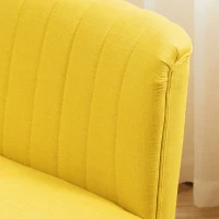 HOMCOM Canapea cu 2 Locuri din Țesătură, Fără Brațe, Canapea de Sufragerie cu Picioare din Lemn, 117x56,5x77 cm, Galben(m-9)