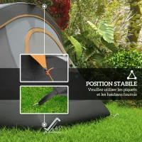 Outsunny Tente de camping familiale 5-6 pers. - tente tunelle imperméable légère ventilée - grande porte + 2 fenêtres gris clair(m-7)