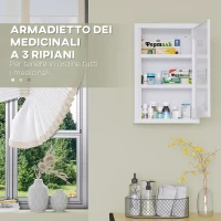 kleankin Armadietto Medicinali a 3 Ripiani con Serratura e 2 Chiavi, in Acciaio, 30x14x46 cm, Bianco(m-5)