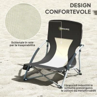 Outsunny Sedia da Spiaggia e Campeggio Pieghevole con Schienale a Rete, Nero(m-5)