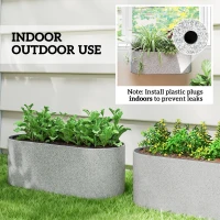 Outsunny Set 2 ghivece suspendate jardiniere cu orificiu de scurgere și cârlige 42 x 16 x 15 cm gri deschis(m-4)