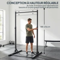 SPORTNOW Station de musculation et barre de traction power tower 200 kg avec 8 niveaux de hauteur noir(m-4)